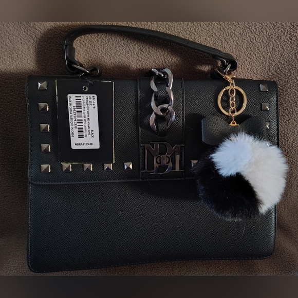 Badgley Mischka Handbags - Badgley Mischka Gold Studded Crossbody with Charm. 10"L X 7" H.